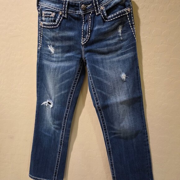 Women's Miss Me Capris Size 25 JPB5014-6 Boyfriend Cut Jeans Denim Pant Distress - Picture 4 of 16